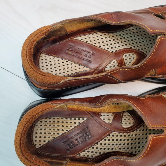Born Mens Brown Leather Clog Sandals Mules Size 10 42 Open Toe Casual main image 9